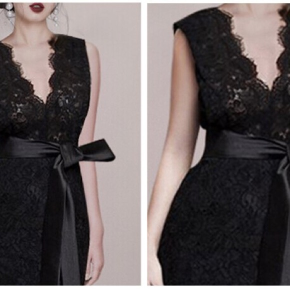 Black Bodycon Lace Long Dresses Size S - Picture 3 of 3